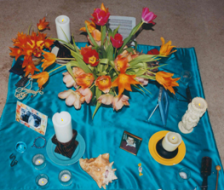 Blue satin altar